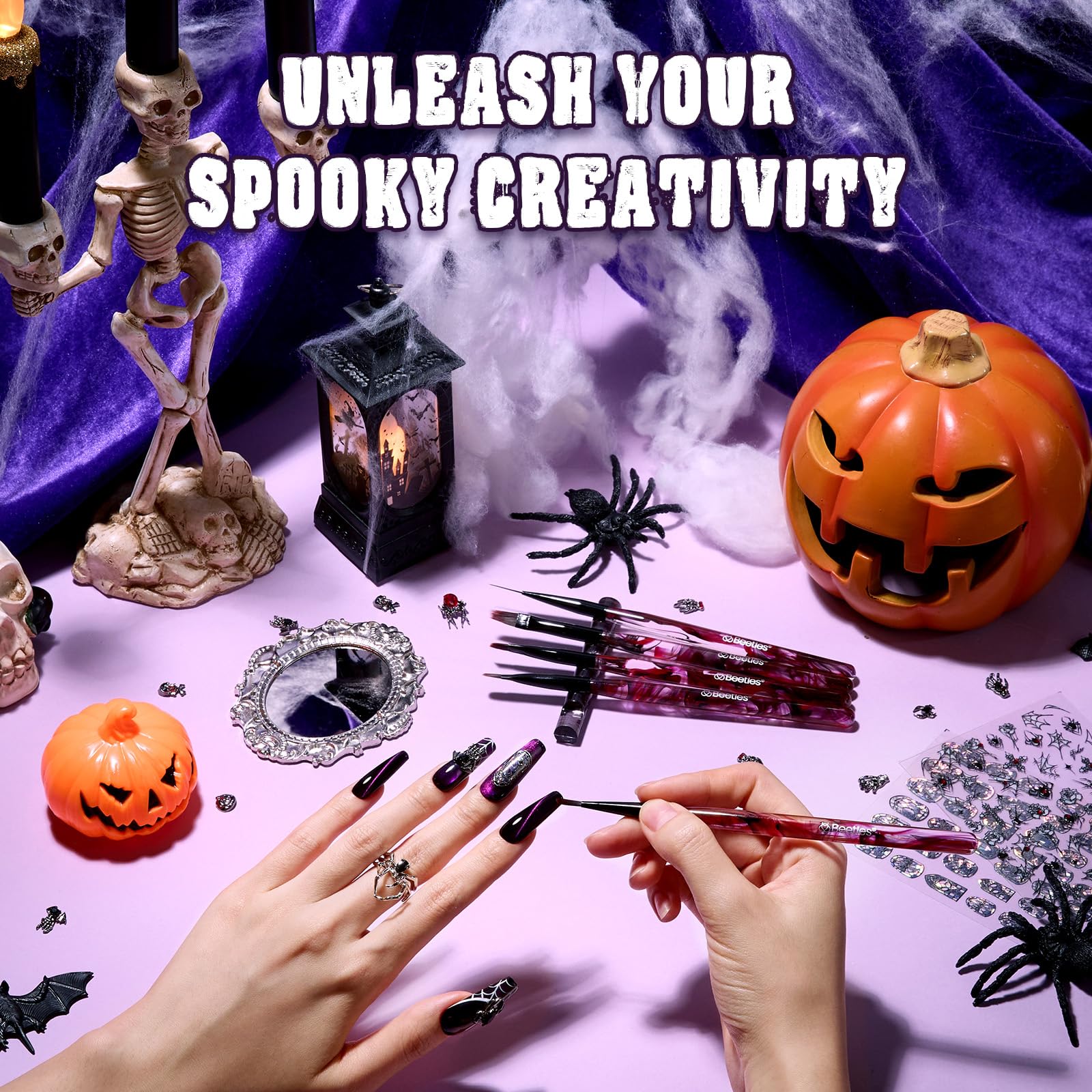 Beetles Scream On Halloween Limited Box – Halloween Gel Polish Kit with UV Lamp | Nail Art Gift Set