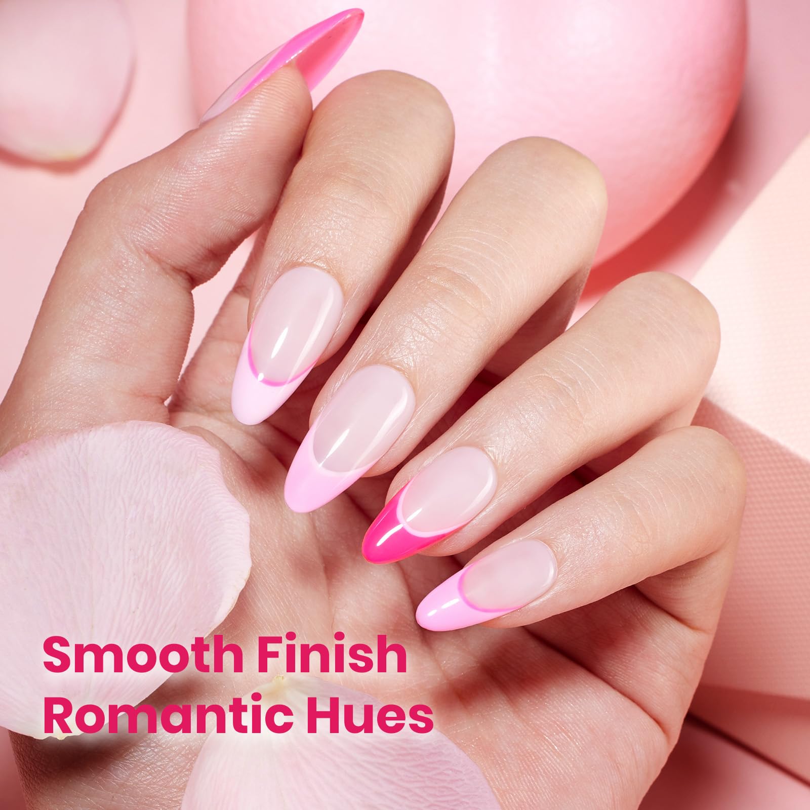 beetles Valentines Pink Gel Polish Set – Romance in Air Collection, 6-Color 15ml Soak-Off Kit