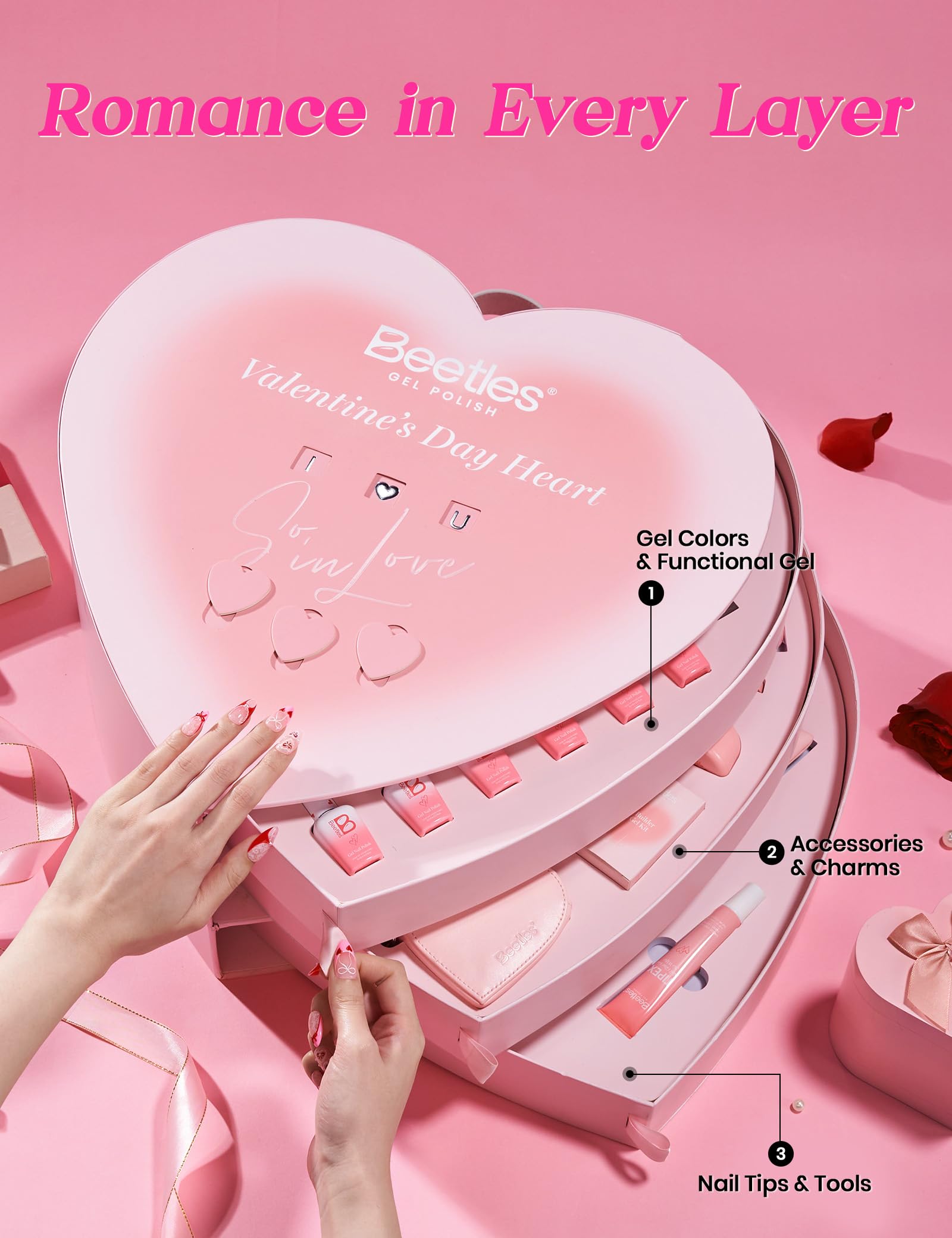 Beetles So In Love Collection – Forever In Love Valentine Gel Nail Kit + UV Lamp