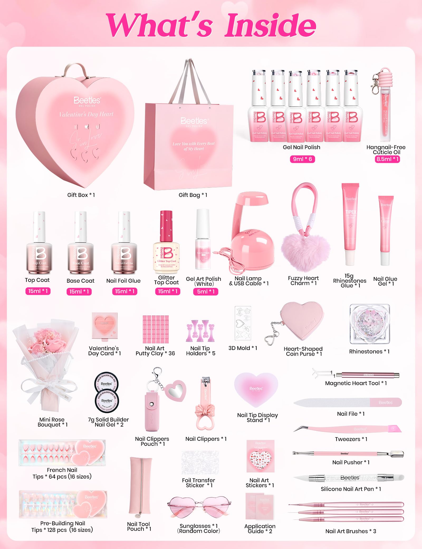 Beetles So In Love Collection – Forever In Love Valentine Gel Nail Kit + UV Lamp