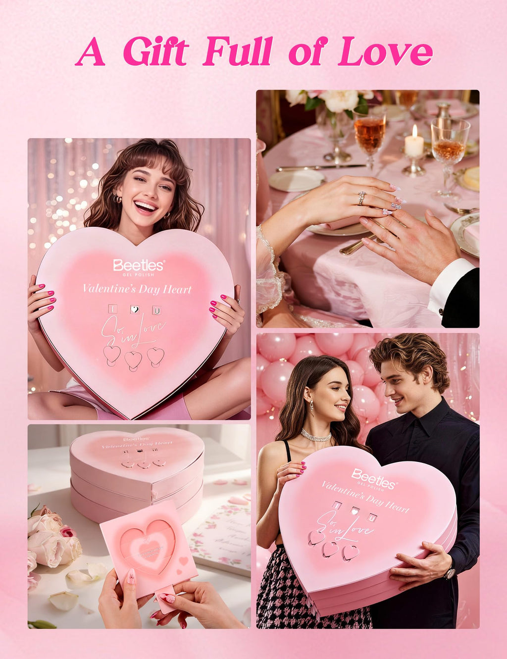 Beetles So In Love Collection – Forever In Love Valentine Gel Nail Kit + UV Lamp