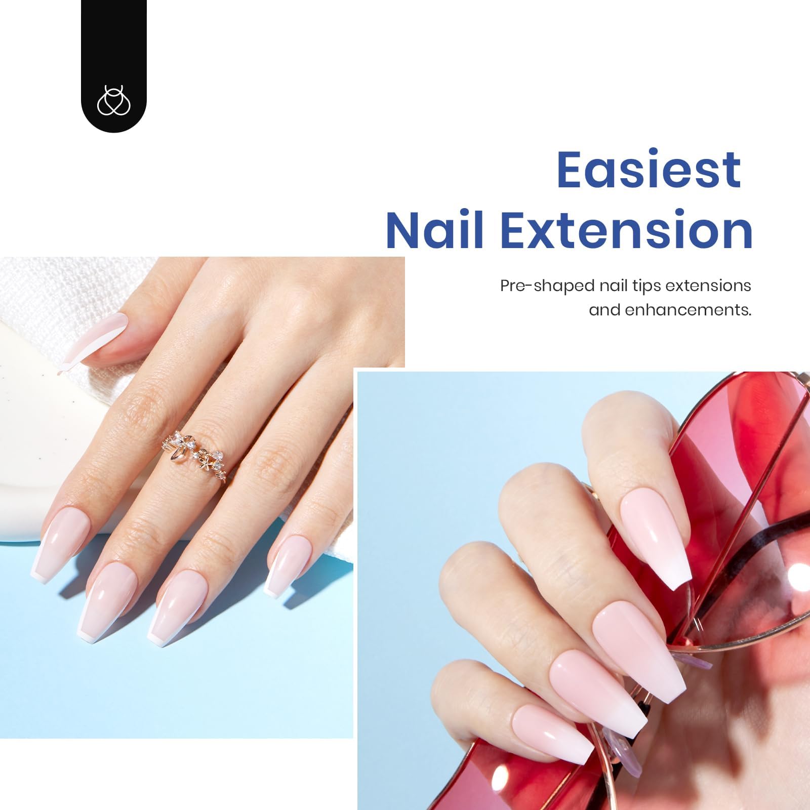Beetles Soft Gel Nail Kit Medium Coffin – 5-in-1 Base Gel, Tips & LED Lamp