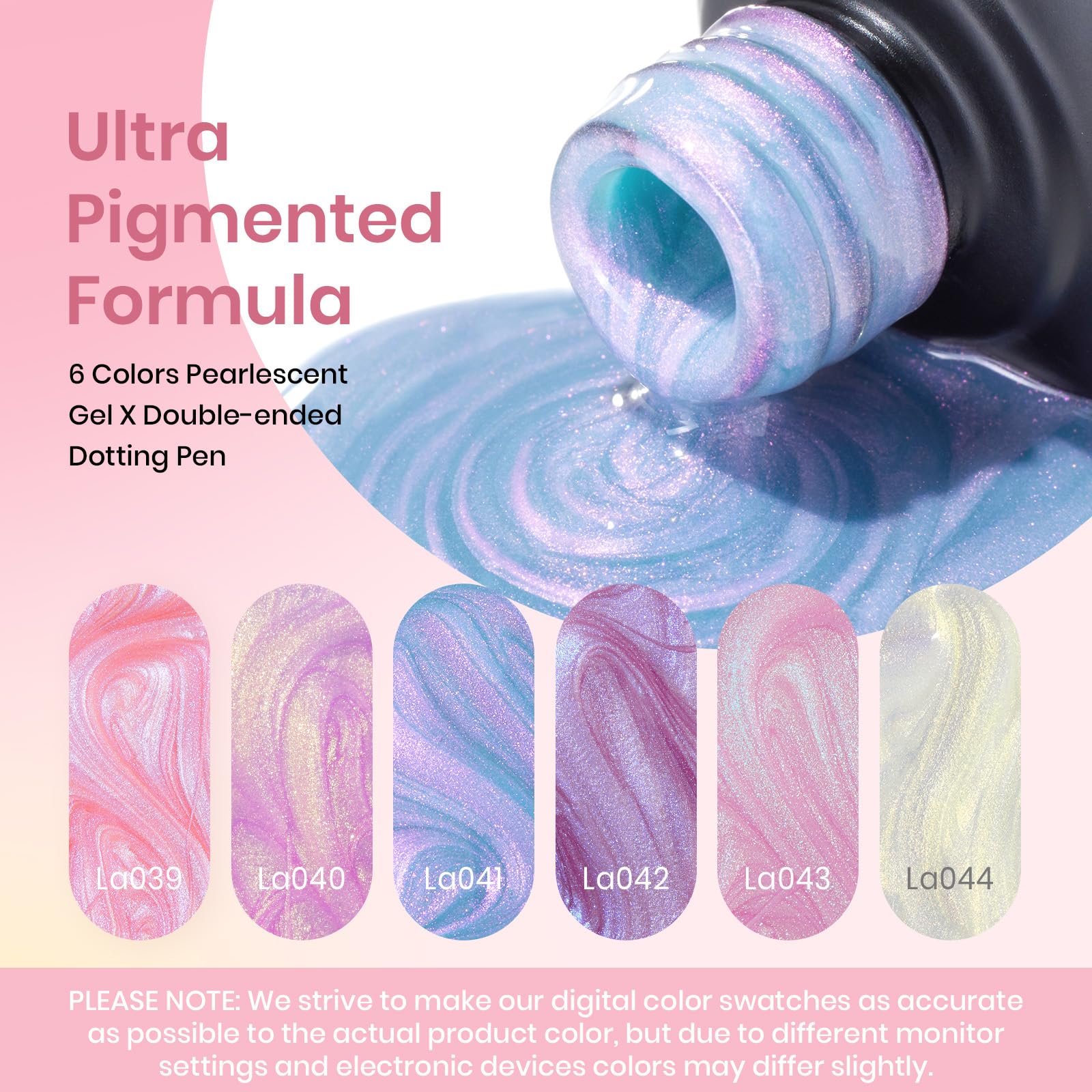 Beetles Pearl Gel Nail Polish – 6 Color Mermaid Swirl Set (Soak-Off UV)