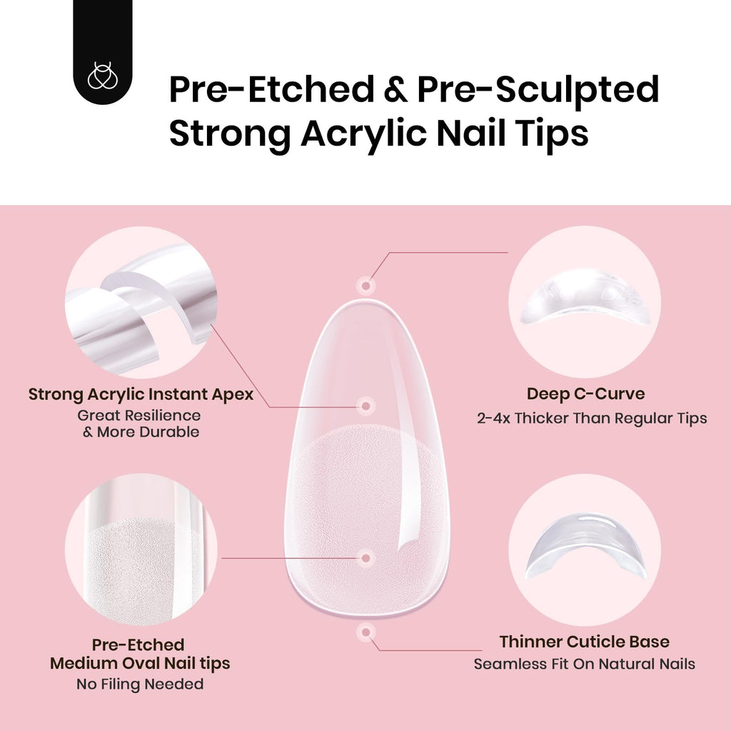 Beetles Tipex Instant Apex Nail Tips – 192 Pcs, 16 Sizes, Full-Cover