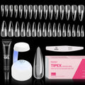 Beetles Tipex Instant Apex Nail Tips Kit — Stiletto Long, 224 Tips in 16 Sizes + Mini UV Lamp