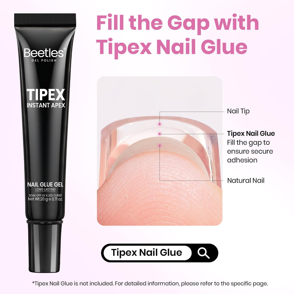 Beetles Tipex Lite Apex Nail Tips Almond Medium | 256pcs, 16 Sizes, Pre-Built Apex
