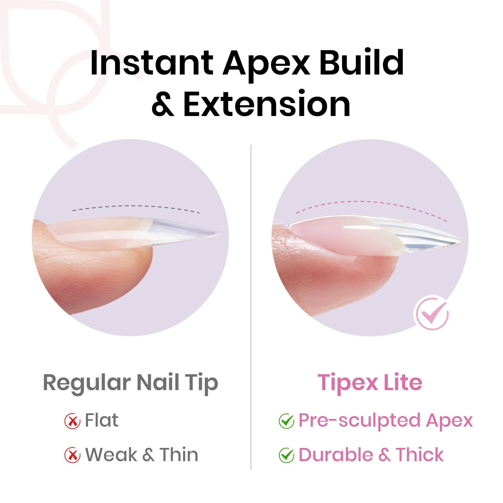 Beetles Tipex Lite Apex Nail Tips – Almond Medium, 256pcs, 16 Sizes | Pre-Built & Pre-Etched for Flat Nails