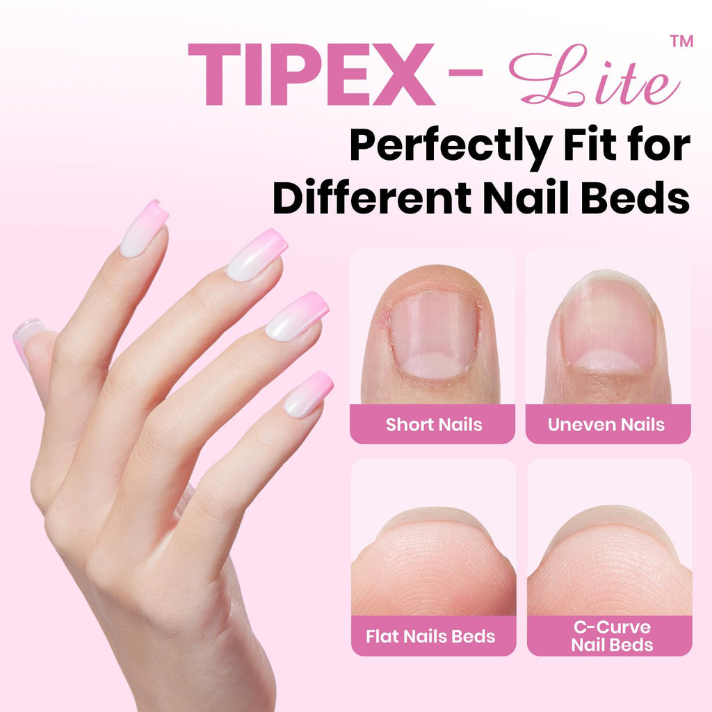 Beetles Tipex Lite Apex Nail Tips – Square Short, 512pcs, Pre-Etched & Pre-Built