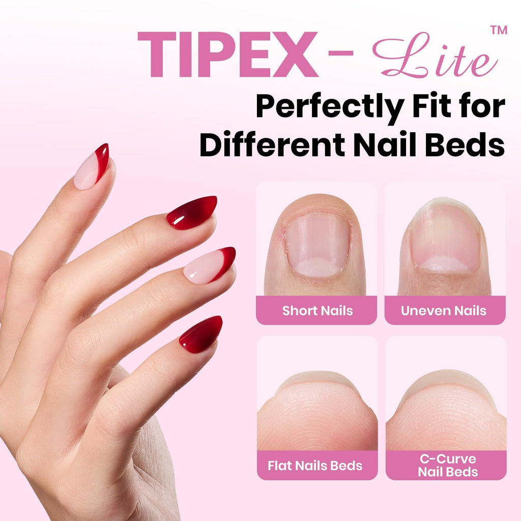 Beetles Tipex Lite Apex Nail Tips – Almond Short, 512pcs, 16 Sizes, Pre-Built & Pre-Etched