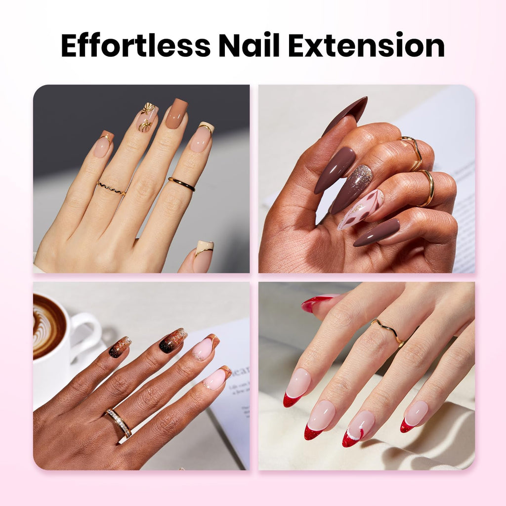 Beetles Tipex Lite Apex Nail Tips – Square Long, 512pcs, 16 Sizes, Pre-Built & Pre-Etched