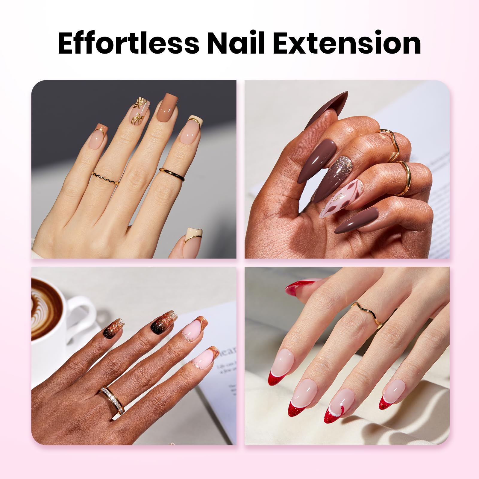 Beetles Tipex Lite Apex Nail Tips – Square Short, 512pcs, Pre-Etched & Pre-Built