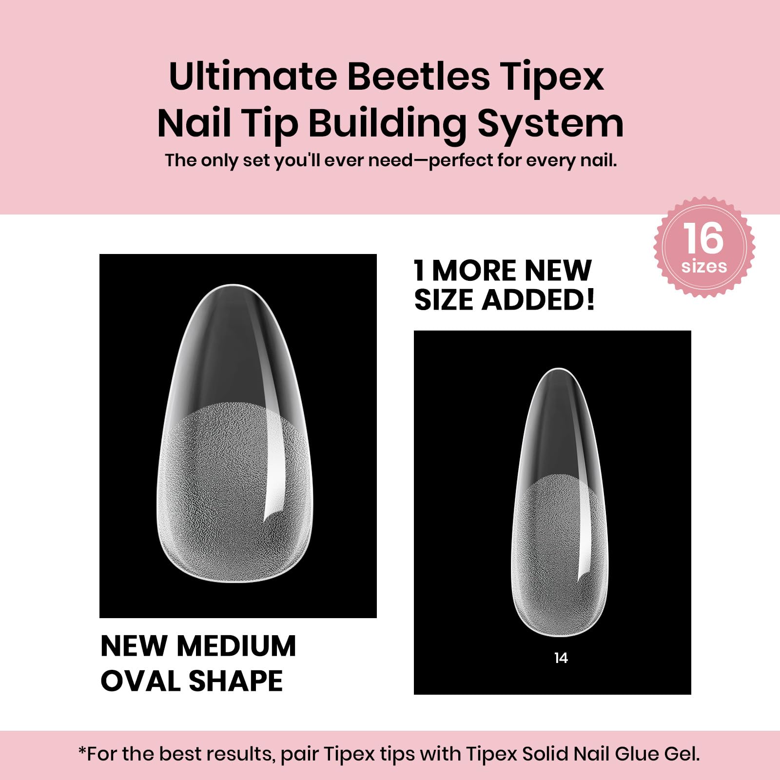 Beetles Tipex Instant Apex Nail Tips – 192 Pcs, 16 Sizes, Full-Cover