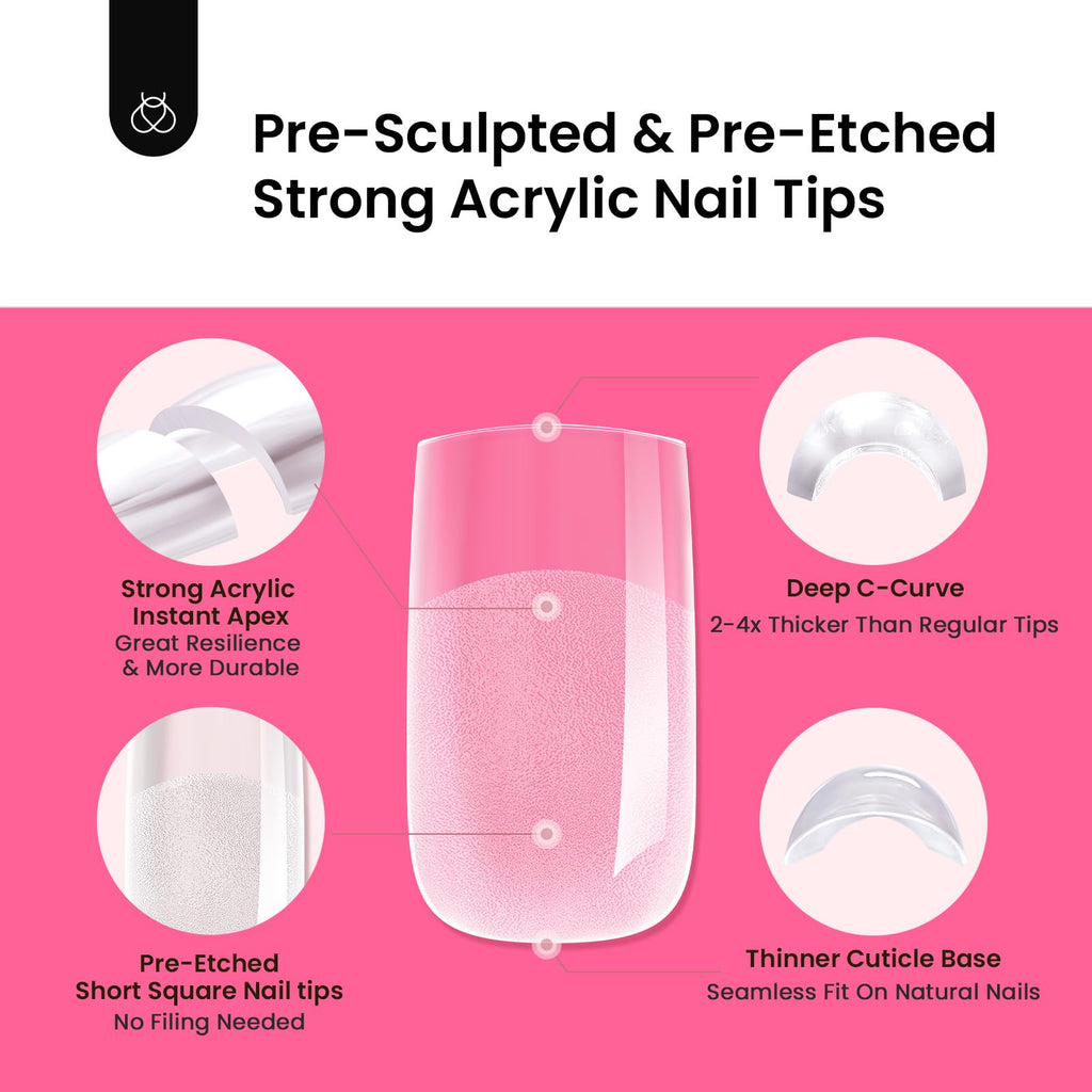 Beetles Tipex Instant Apex Nail Tips Kit - 224 Pcs, Glue & Mini Lamp