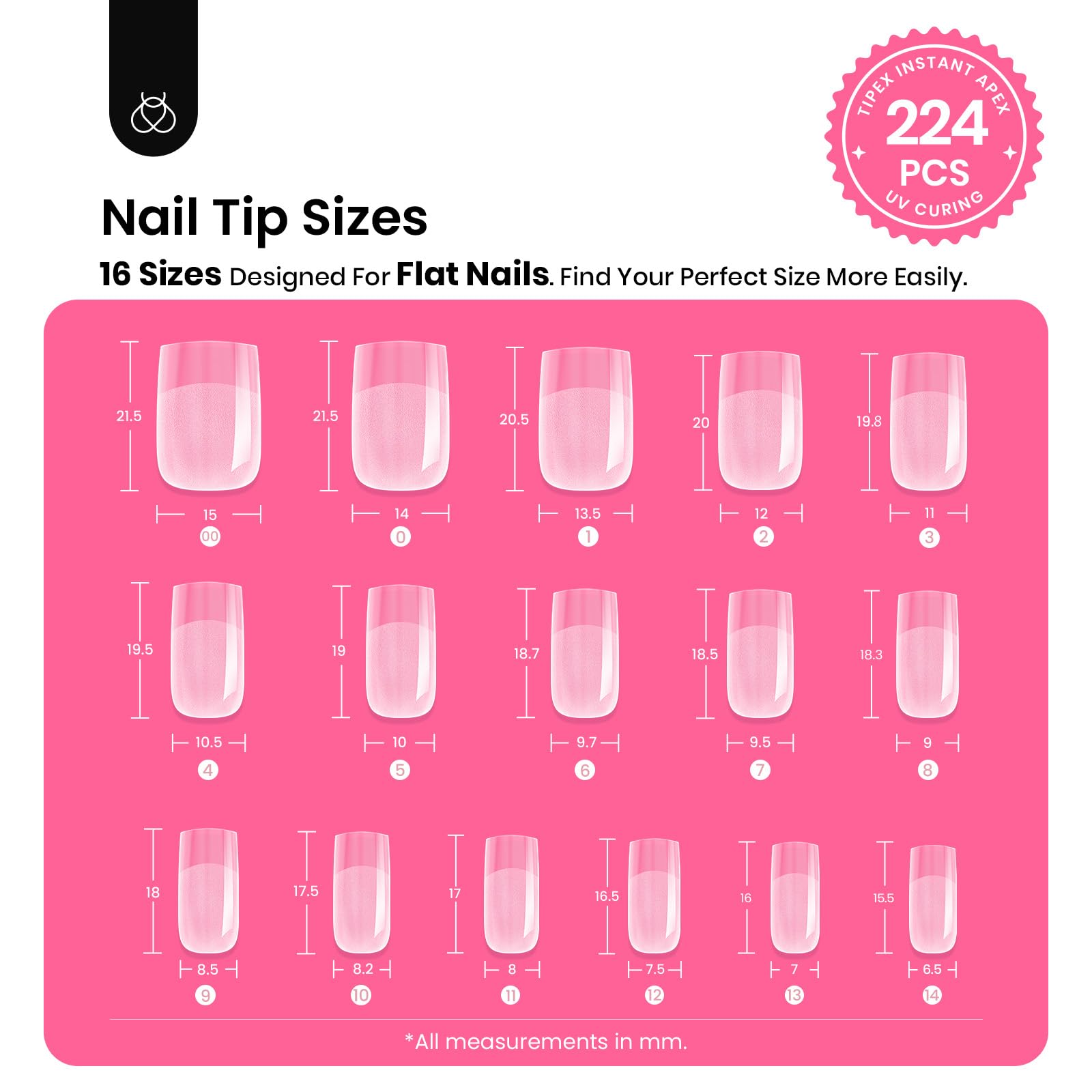 Beetles Tipex Instant Apex Nail Tips Kit - 224 Pcs, Glue & Mini Lamp