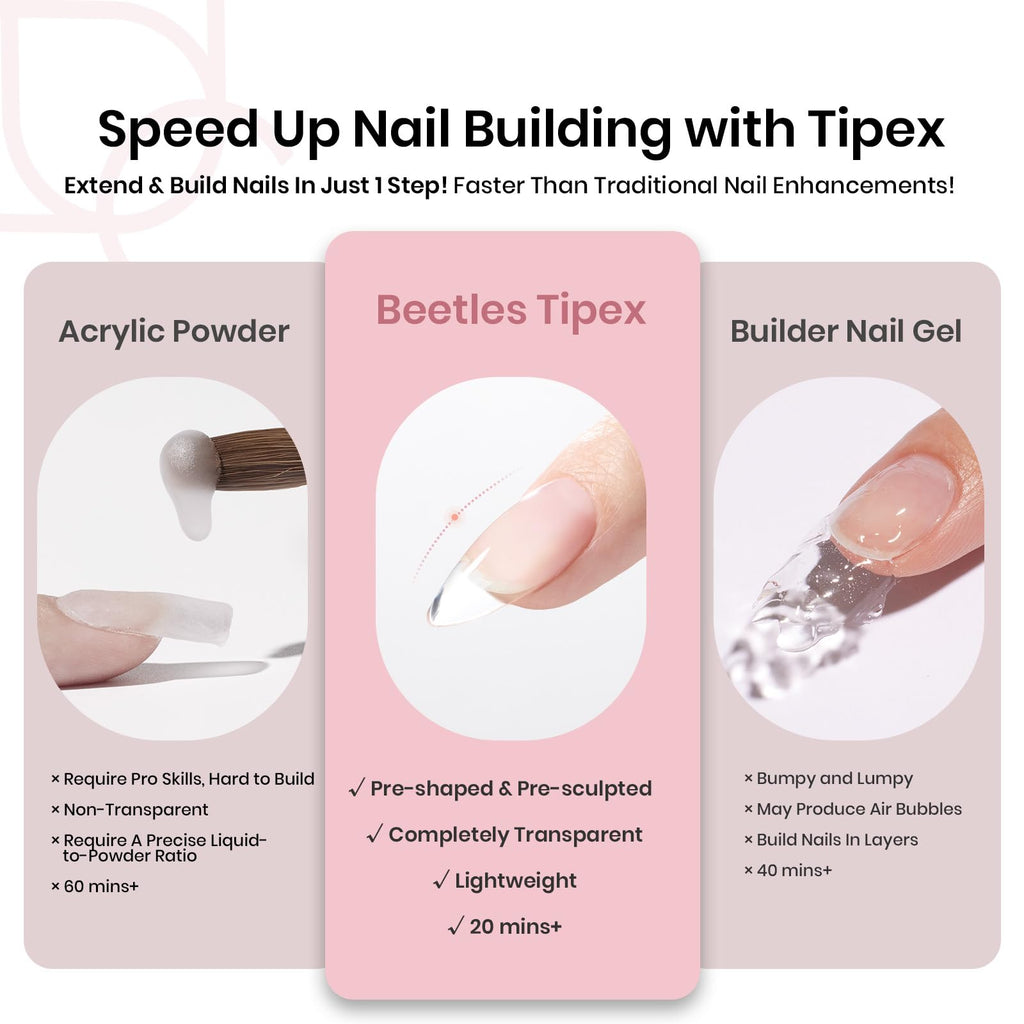 Beetles Tipex Instant Apex Nail Tips – 192 Pcs, 16 Sizes, Full-Cover
