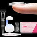 Beetles Tipex Gel Nail Kit Short Coffin – 224 Pcs, 16 Sizes, Glue & Mini UV Lamp