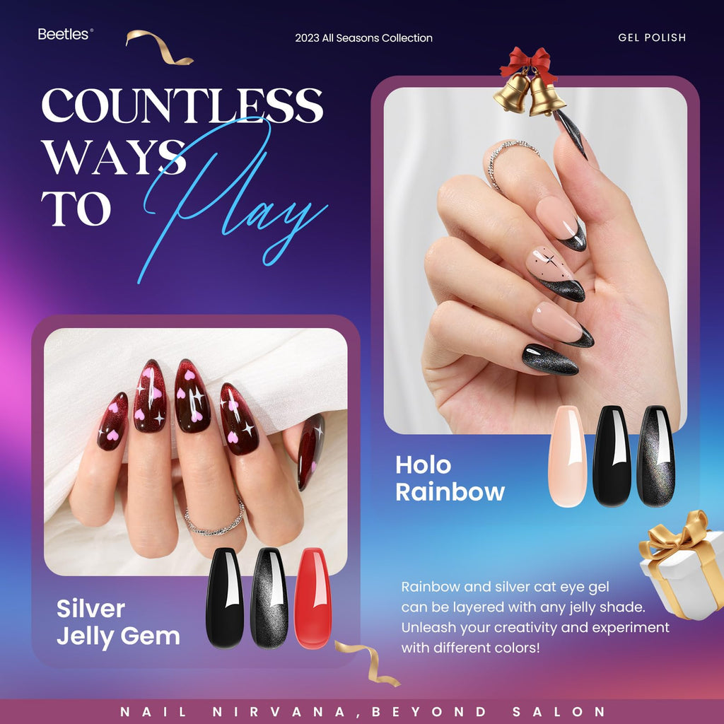 Beetles Gel Nail Polish – 39-Piece Jelly Nail Set with Glitter Colors & 3 Base/Top Coats