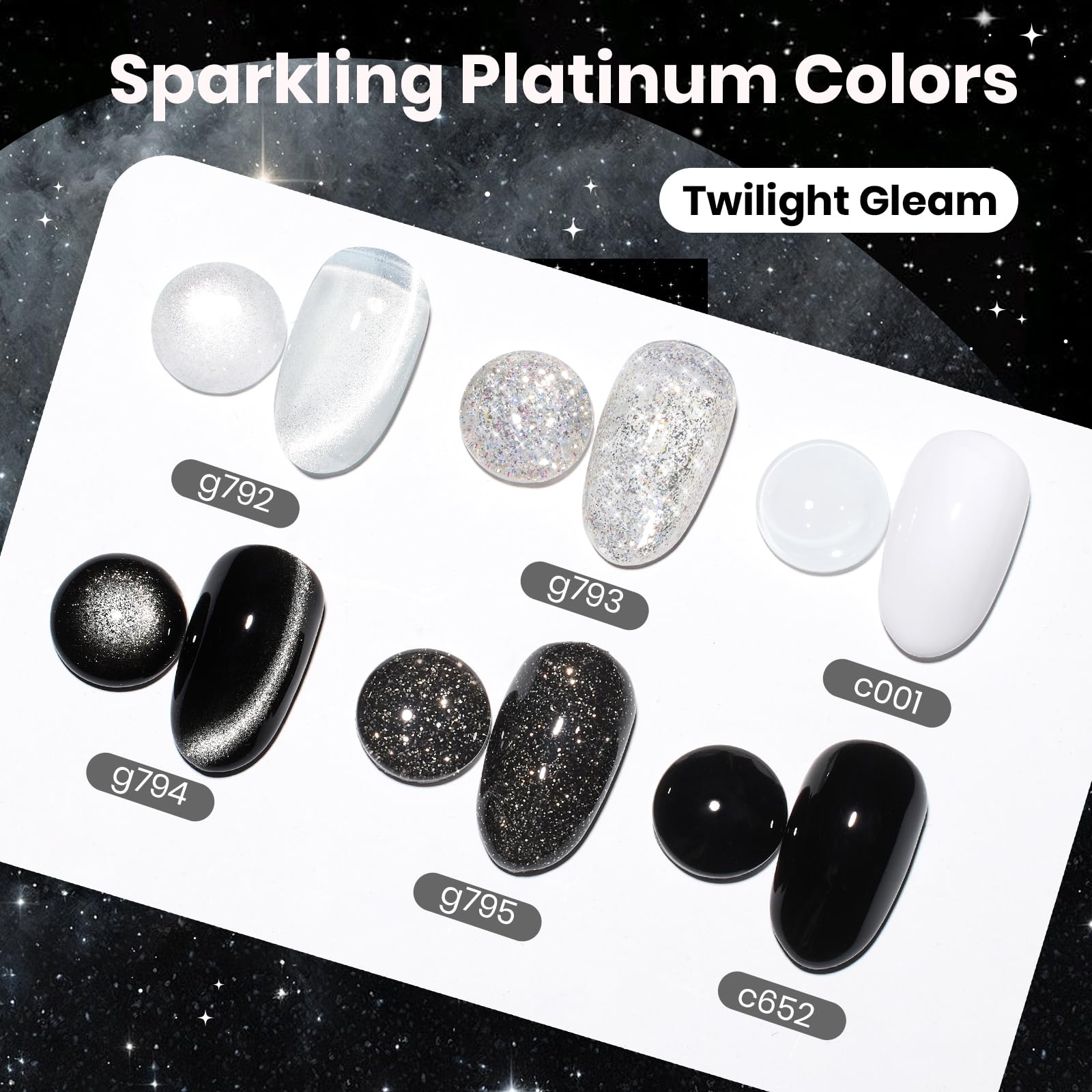Beetles Gel Nail Polish Set - Twilight Gleam: 6-Color Cat Eye Glitter Kit