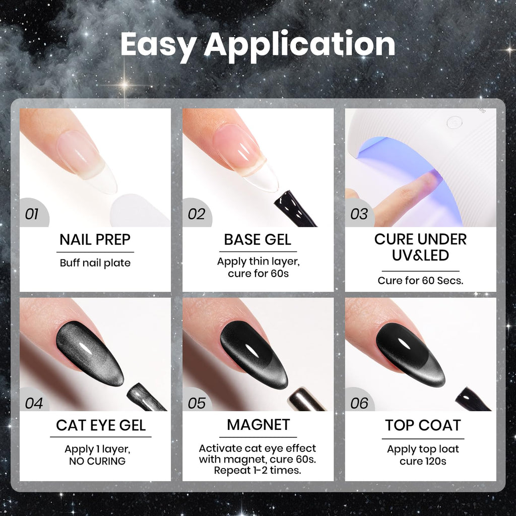 Beetles Gel Nail Polish Set - Twilight Gleam: 6-Color Cat Eye Glitter Kit