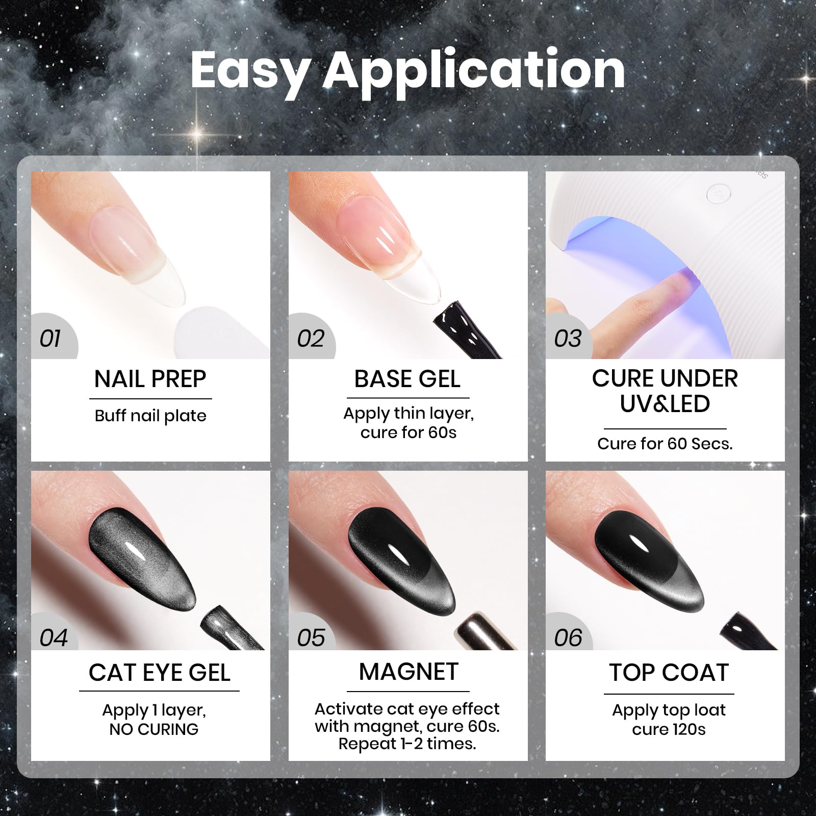 Beetles Gel Nail Polish Set - Twilight Gleam: 6-Color Cat Eye Glitter Kit