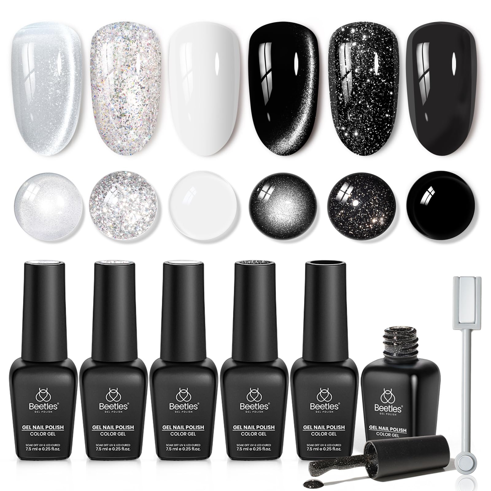 Beetles Gel Nail Polish Set - Twilight Gleam: 6-Color Cat Eye Glitter Kit