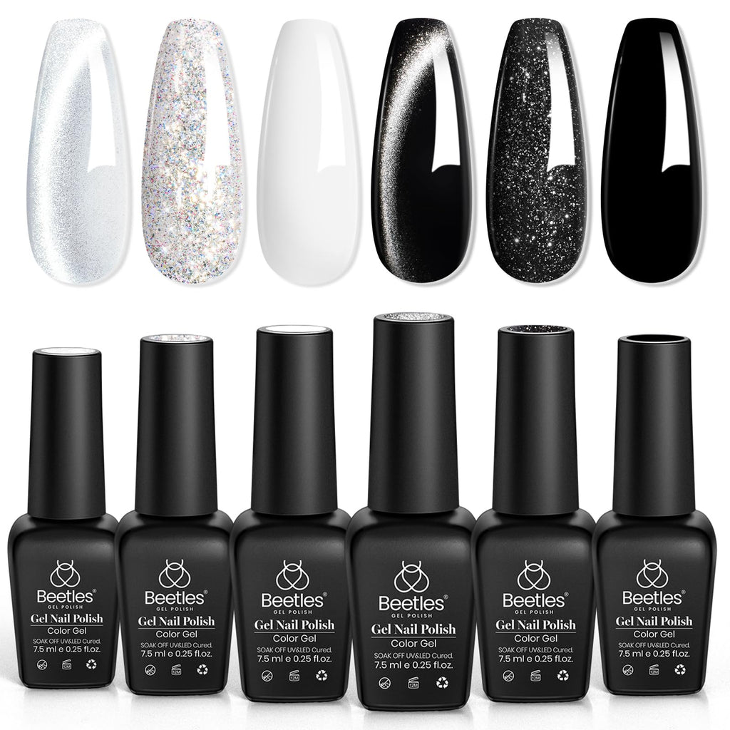 Beetles Gel Nail Polish Set - Twilight Gleam: 6-Color Cat Eye Glitter Kit
