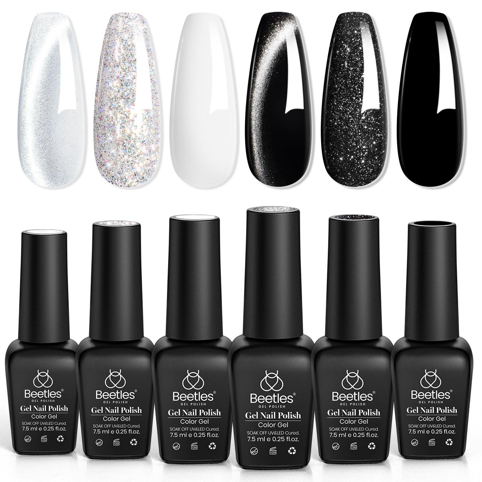 Beetles Gel Nail Polish Set - Twilight Gleam: 6-Color Cat Eye Glitter Kit