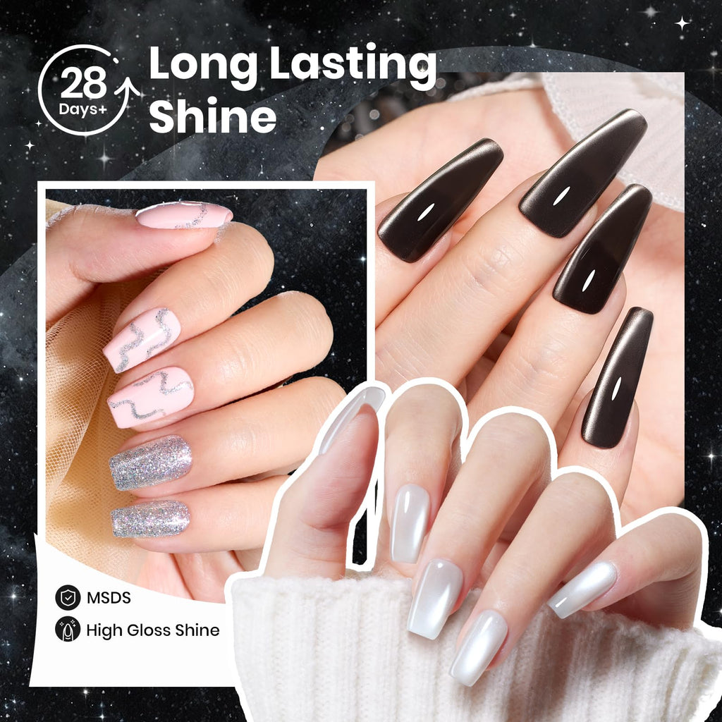 Beetles Gel Nail Polish Set - Twilight Gleam: 6-Color Cat Eye Glitter Kit