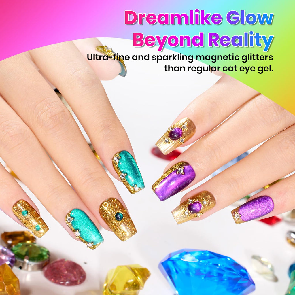 Beetles Fairy Prism Cat Eye Gel Nail Polish Set – 6 Magnetic Colors Kit