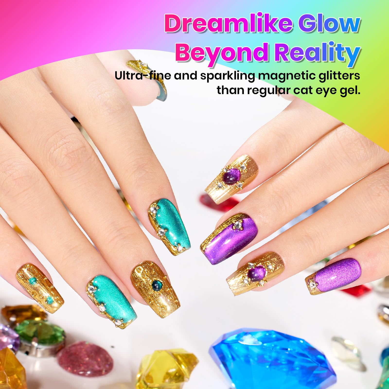 Beetles Fairy Prism Cat Eye Gel Nail Polish Set – 6 Magnetic Colors Kit