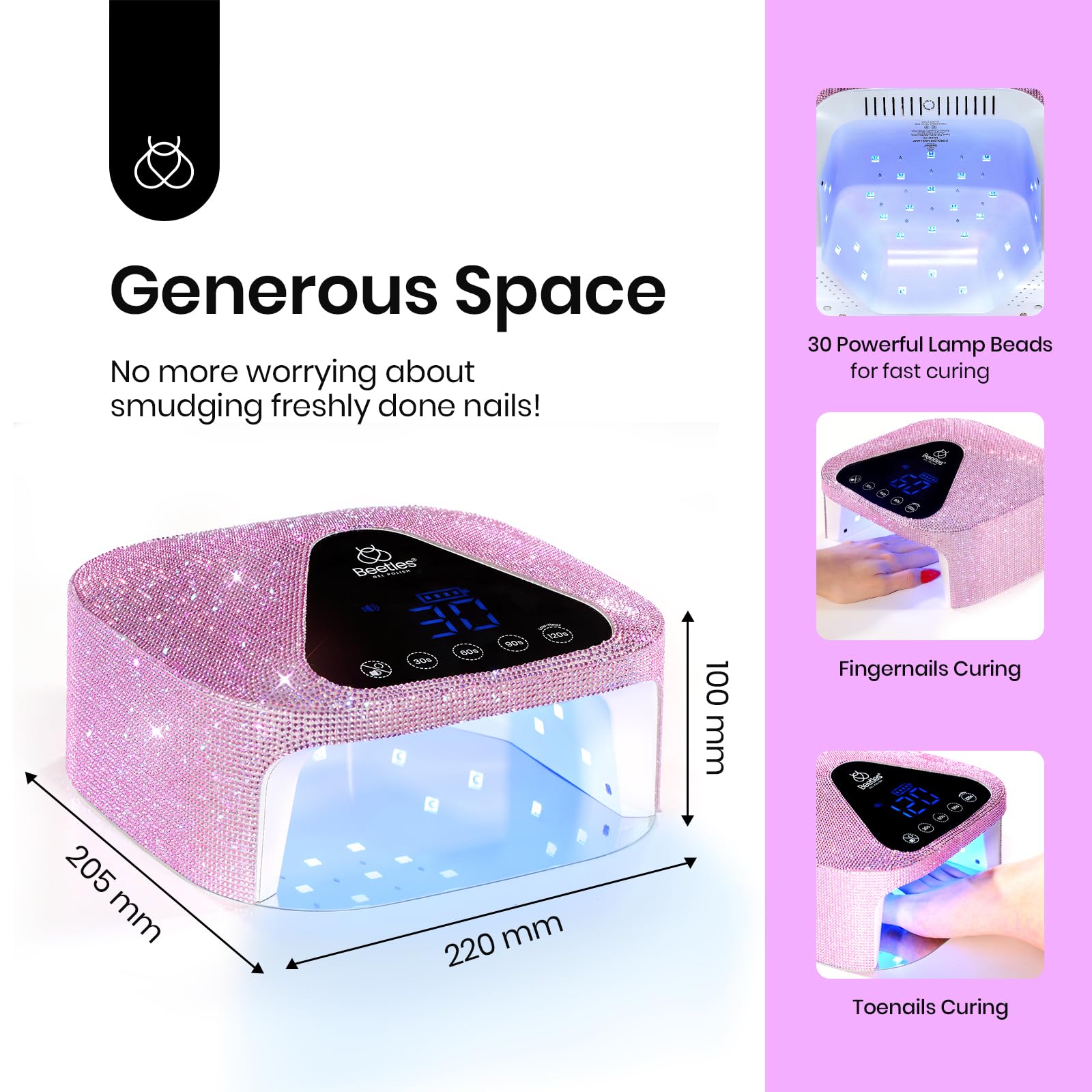 Beetles UV Nail Lamp Cordless – 4-Mode Flash Cure, Low-Heat Gel Nail Dryer