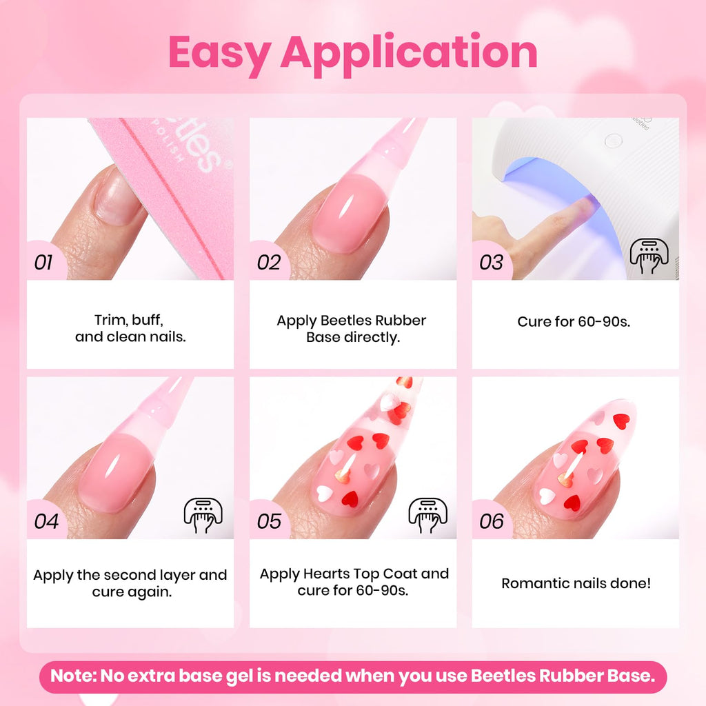 Beetles Rubber Base Gel Nail Polish + Top Coat – Valentine Limited Edition (5 Colors)