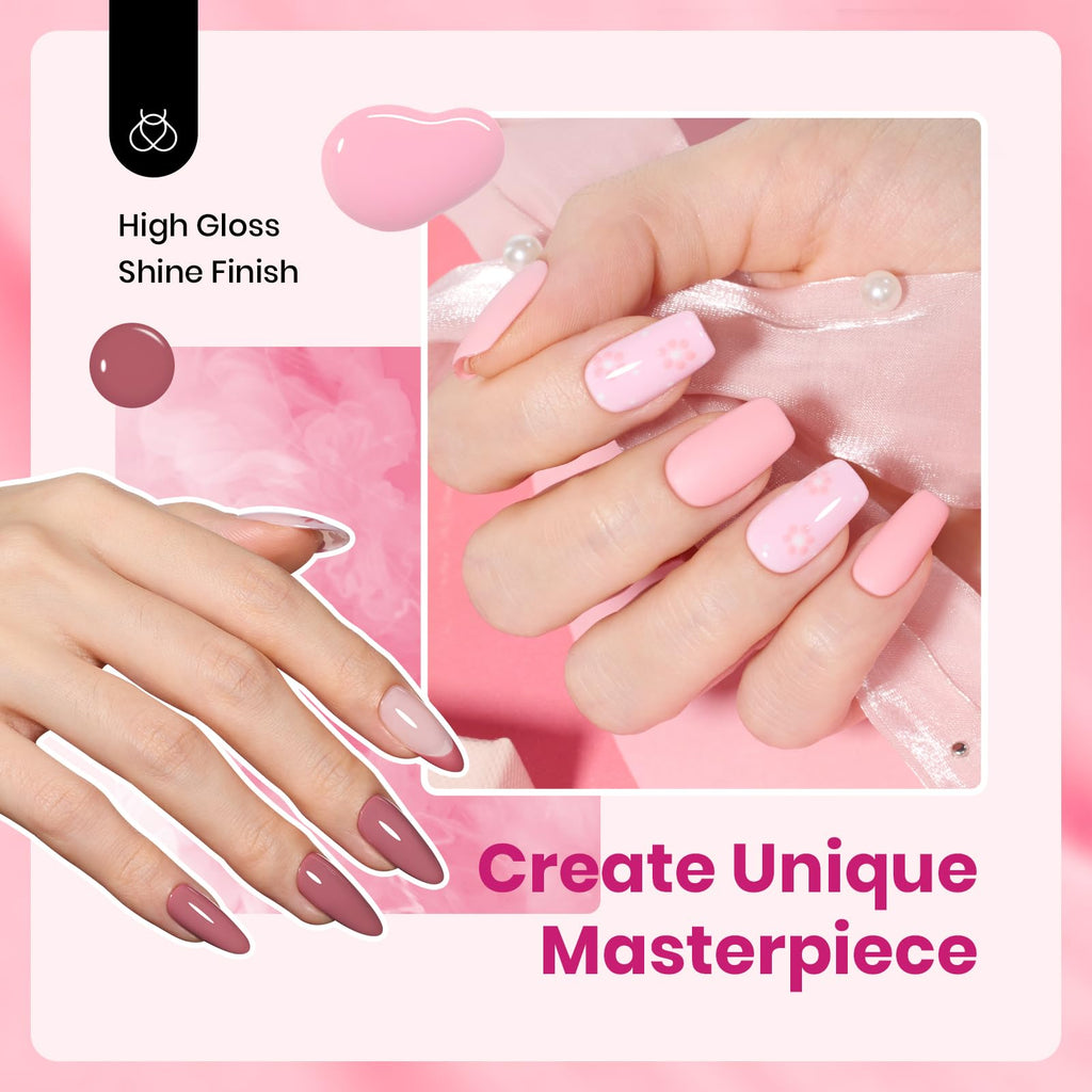 Beetles Valentines Gel Polish Set – Romantic Blush (6 Colors) Hema Free, Cruelty-Free, Long-Lasting Nails