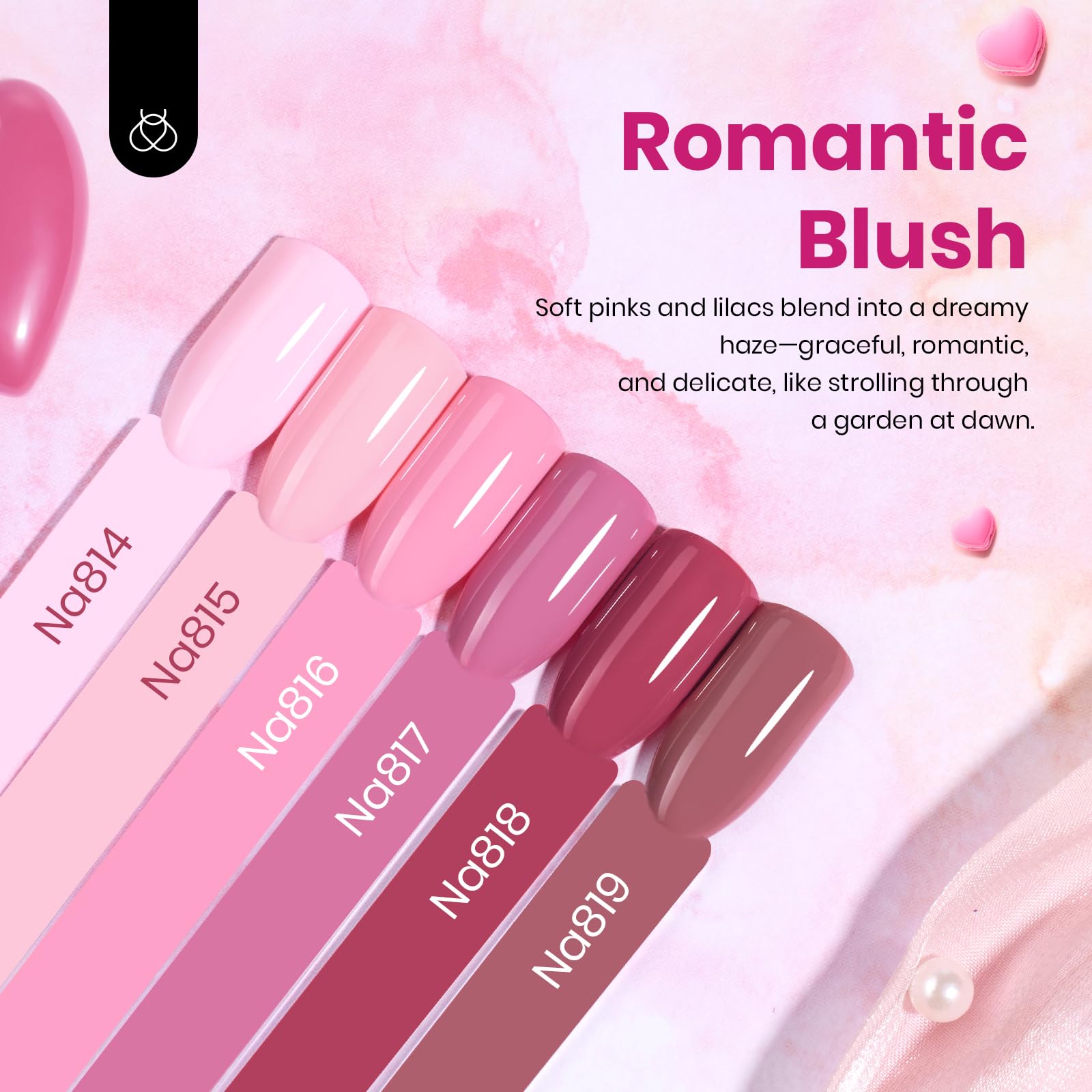 Beetles Valentines Gel Polish Set – Romantic Blush (6 Colors) Hema Free, Cruelty-Free, Long-Lasting Nails