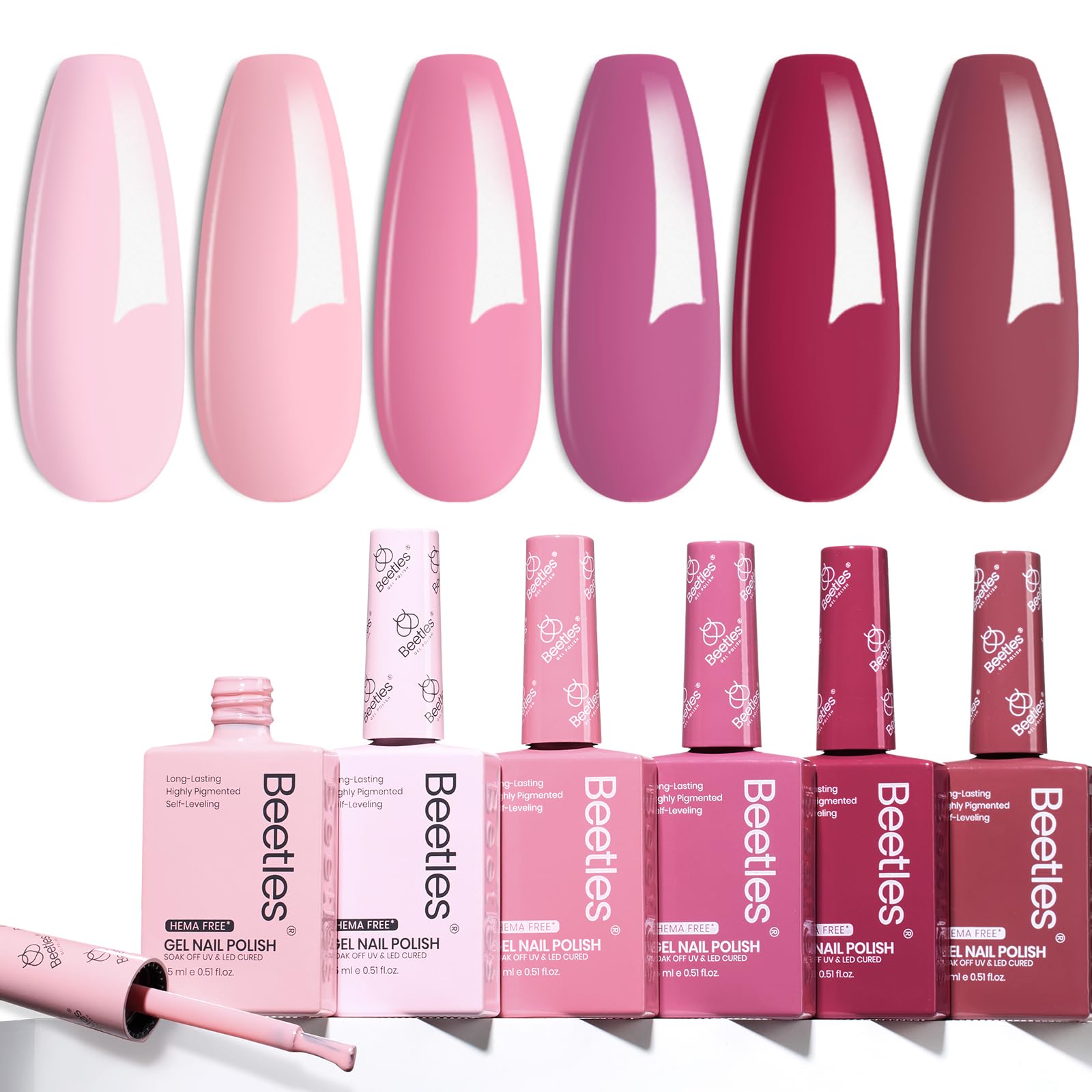 Beetles Valentines Gel Polish Set – Romantic Blush (6 Colors) Hema Free, Cruelty-Free, Long-Lasting Nails