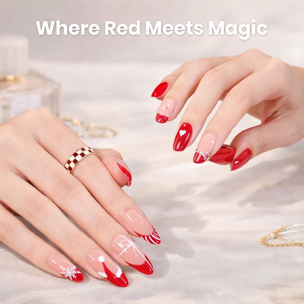 Beetles Valentines Gel Nail Polish Set – 6 Crimson Glamour Colors for At-Home Nail Art