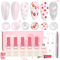 Beetles Valentine's Limited Gel Top Coat Set – 6×10ml Heart, Kiss Mark & Cat Eye Glitter