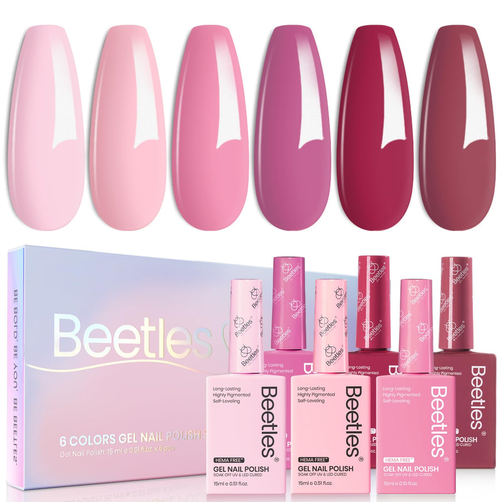 Beetles Valentines Gel Polish Set – Romantic Blush (6 Colors) Hema Free, Cruelty-Free, Long-Lasting Nails