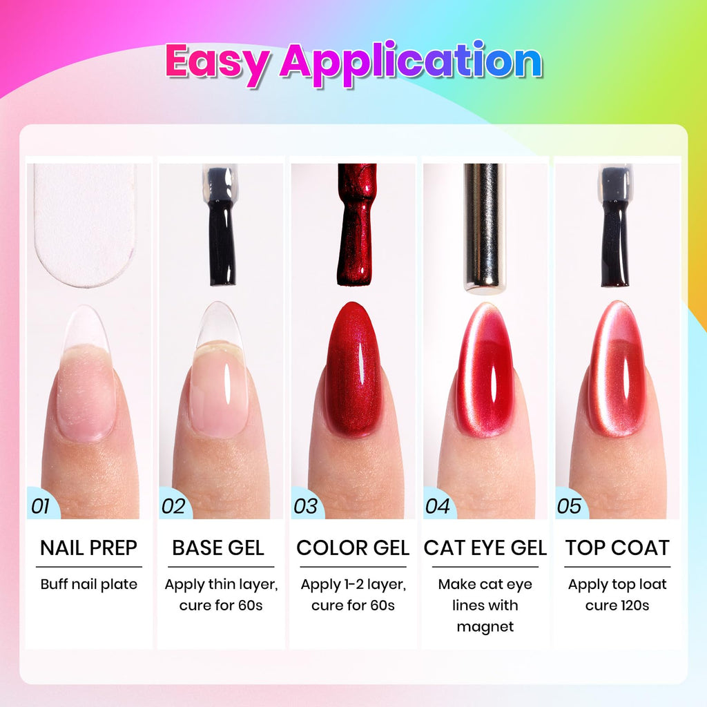 Beetles Fairy Prism Cat Eye Gel Nail Polish Set – 6 Magnetic Colors Kit