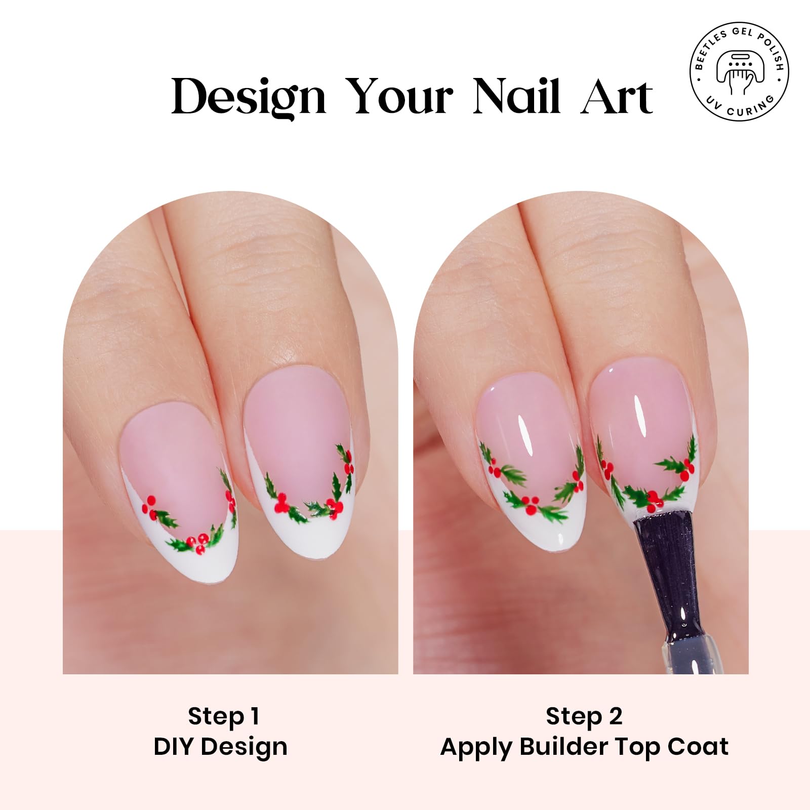 Beetles X Press Kit Gel Nail Kit – Short Almond French Tips, 224 Pcs