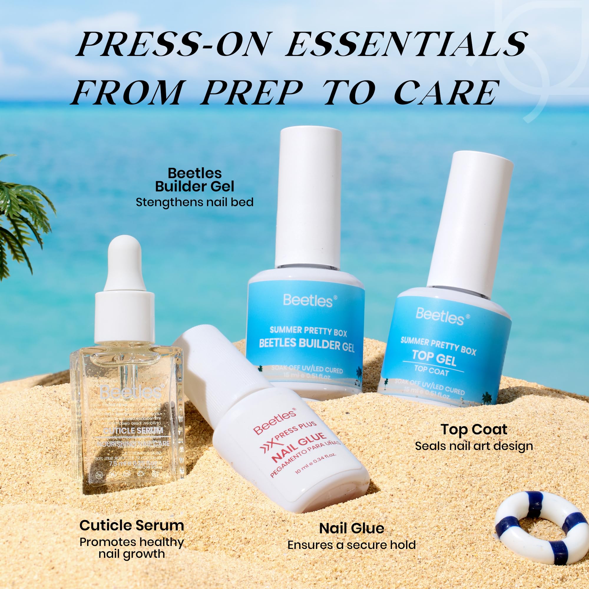Beetles X Press Plus On Nails Kit Summer Pretty Box – All-In-One Nails Kit with Gels & Tools (2025 Limited Edition)