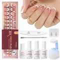 Beetles X Press Gel Nail Kit: 224 French Tip Press-On Nails + Mini UV Lamp | All-in-One DIY Manicure