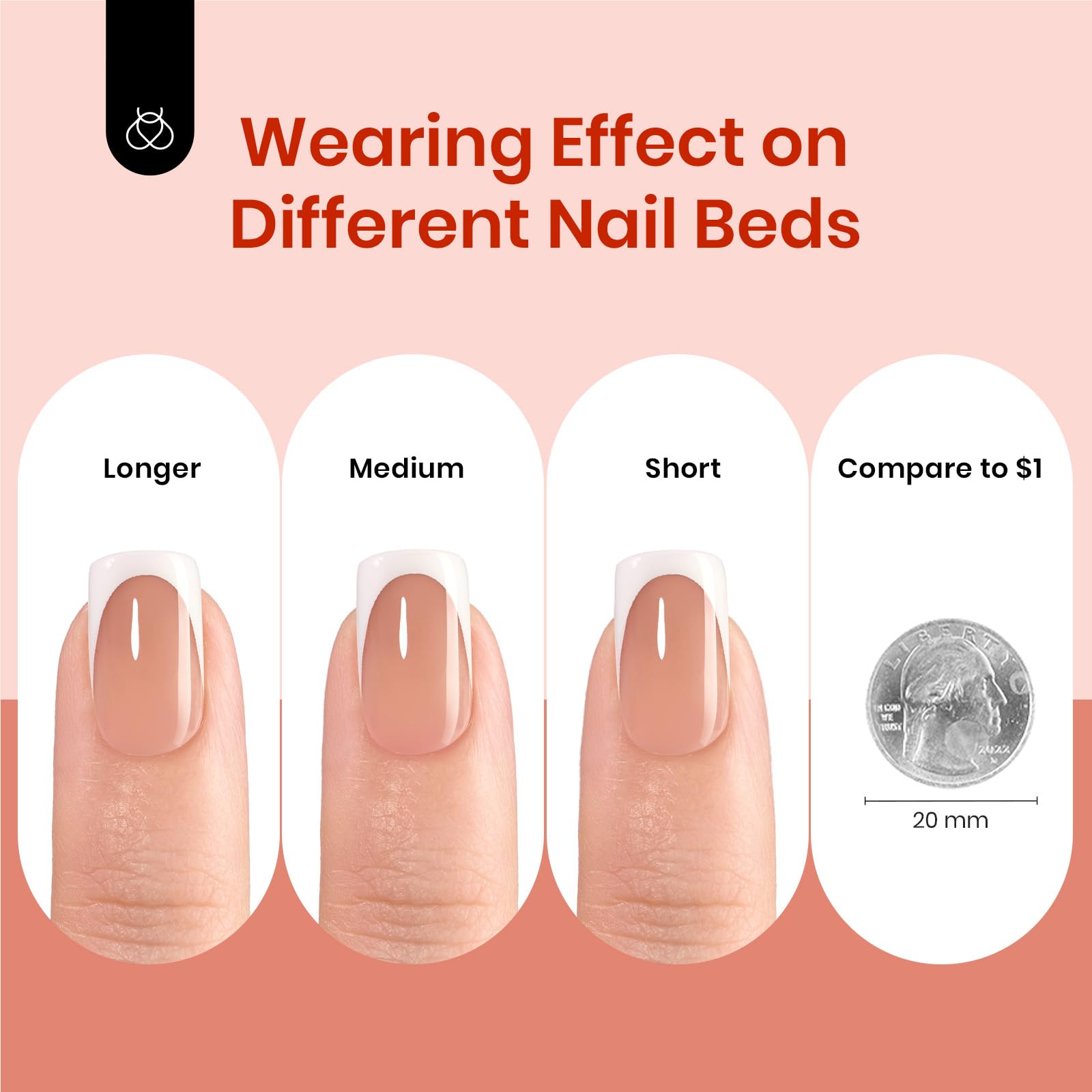 Beetles X Press Gel Nail Kit: 224 French Tip Press-On Nails + Mini UV Lamp | All-in-One DIY Manicure