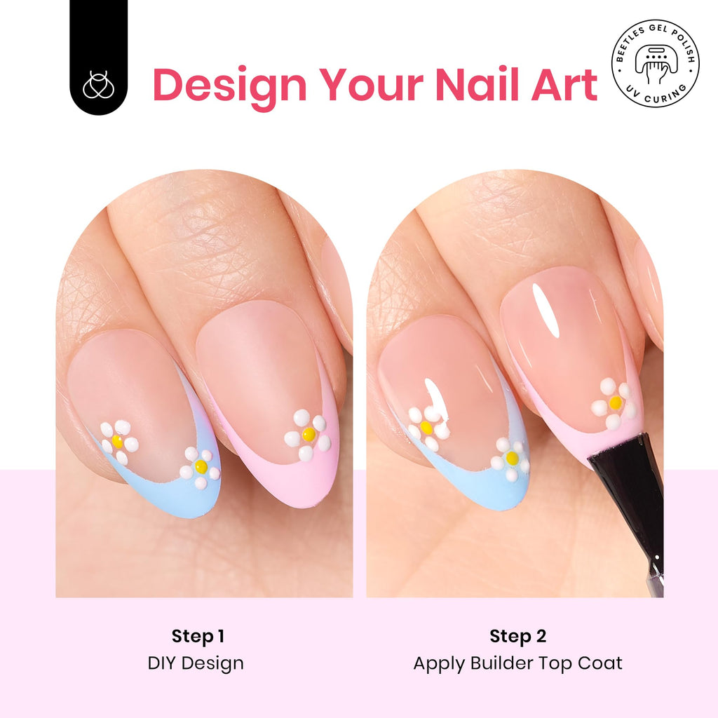 Beetles X Press Plus French Tips Press On Nails – 224 Pcs Pastel Short Almond Kit