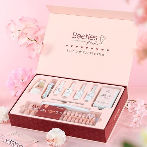 Beetles X Press Plus French Tips Press On Nails – 224 Pcs Pastel Short Almond Kit