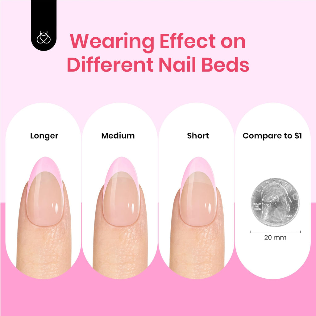 Beetles X Press Plus French Tips Press On Nails – 224 Pcs Pastel Short Almond Kit