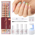 Beetles X Press Plus French Tips Press On Nails – 224 Pcs Pastel Short Almond Kit