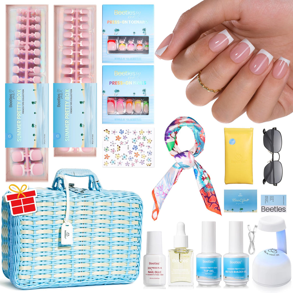 Beetles X Press Plus On Nails Kit Summer Pretty Box – All-In-One Nails Kit with Gels & Tools (2025 Limited Edition)