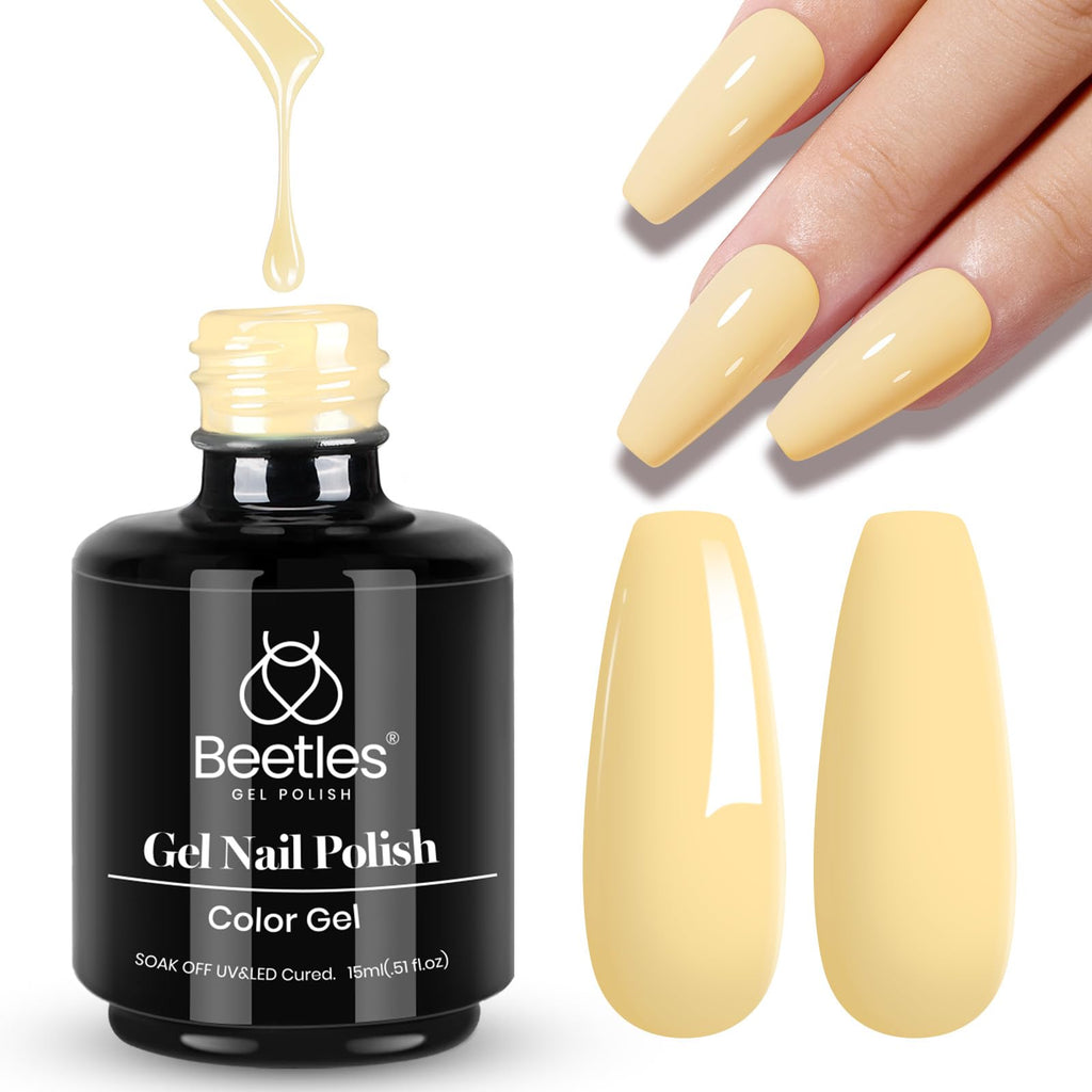 Beetles Yellow Gel Polish – Lemon Chiffon 15ML | Pastel Nail Gel Polish for DIY & Salon