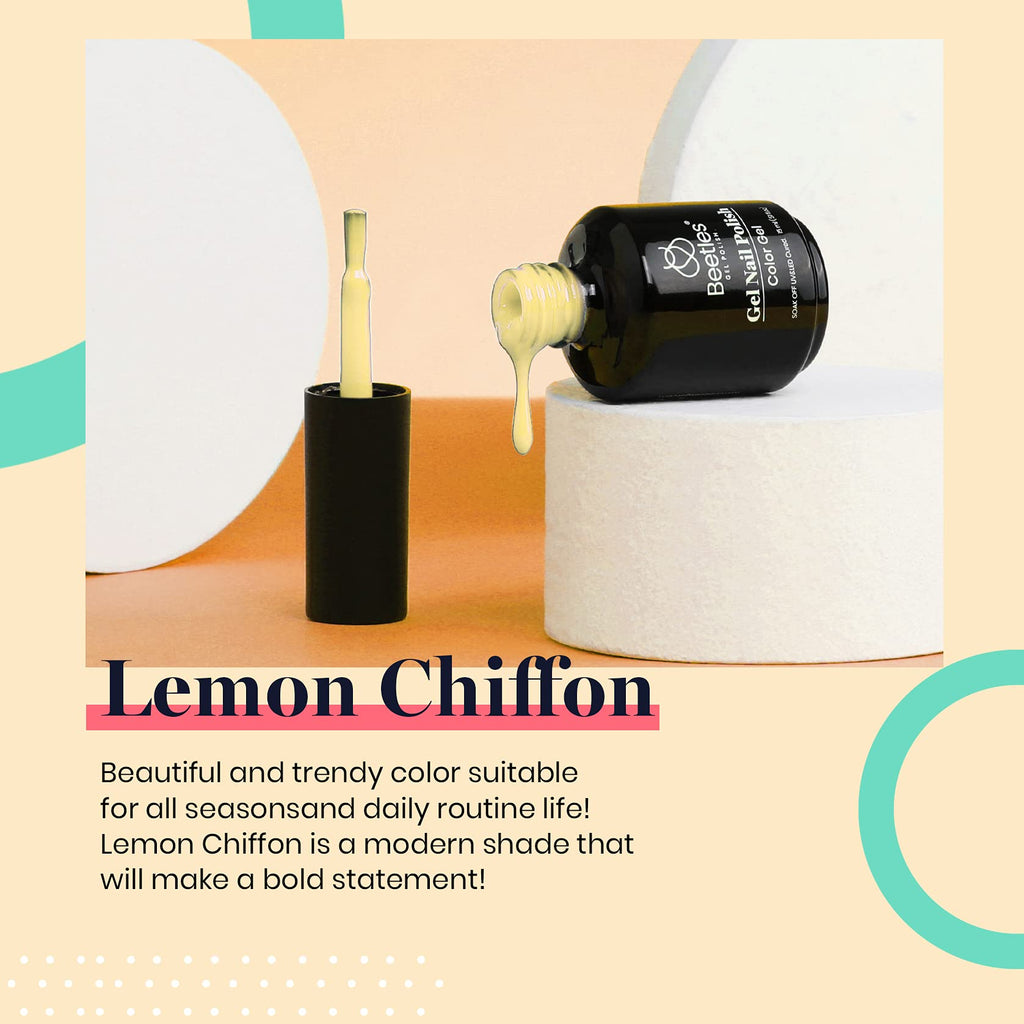 Beetles Yellow Gel Polish – Lemon Chiffon 15ML | Pastel Nail Gel Polish for DIY & Salon